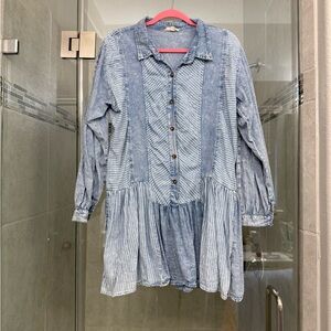 Denim Striped Button-Up Dress